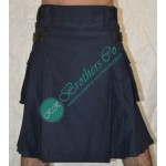 NAVY BLUE  Adjustable Leather Straps Kilt